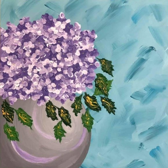 Hydrangea of Violet, Original Painting, Acrylic, S